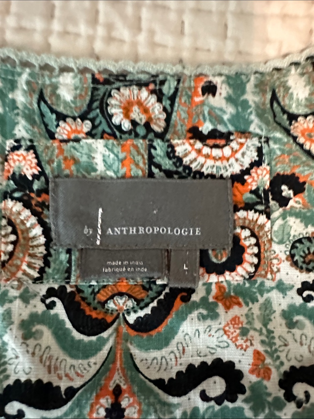 Anthropologie Green, Orange & Black Paisley Dress - Picture 2 of 8